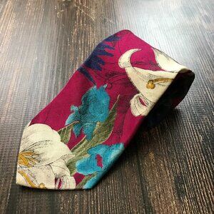 RIVETZ OF BOSTON Tropical Hawaiian Neck Tie Linen Cotton Blend USA Made Summer